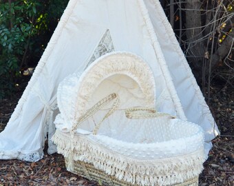 moses basket, baby moses basket, moses basket bedding, moses basket bassinet, bassinet - HARPER