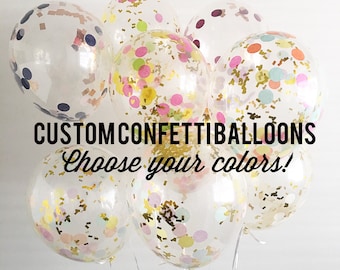Confetti Balloons Custom Confetti Balloons Choose Your Color Balloons Confetti Balloons Bridal Shower Baby Shower Bachelorette Balloons