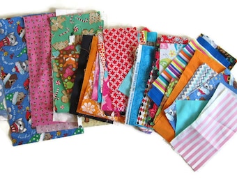 Fabric Scraps, Fabric Destash, Cloth Remnants, Cotton, 68 pieces,Assorted Fabric Pieces,Fabric Grab Bag, Leftover Fabric,Small Fabric Pieces