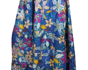 Girls Maxi Skirt Floral Print Blue Flirting Gypsy Hippie Chic Summer Cotton INDIAN STYLE Long Skirts