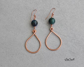 DROP copper earrings and gemstone
