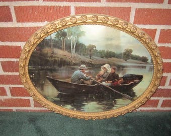 Antique Victorian Beautiful Ornate Wood and Gesso Oval Picture Frame