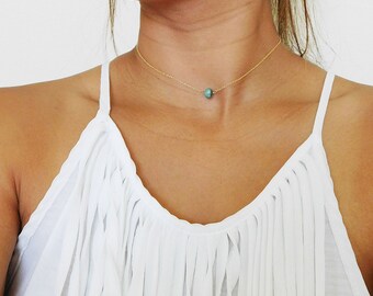 Dainty Emerald Choker, Raw Emerald , Gold Emerald Necklace, Delicate Necklace, Gold Fill, Gold Necklace, May Birthstone, Gift for Mom