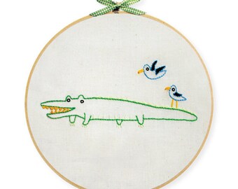 KIT embroidery alligator wall art