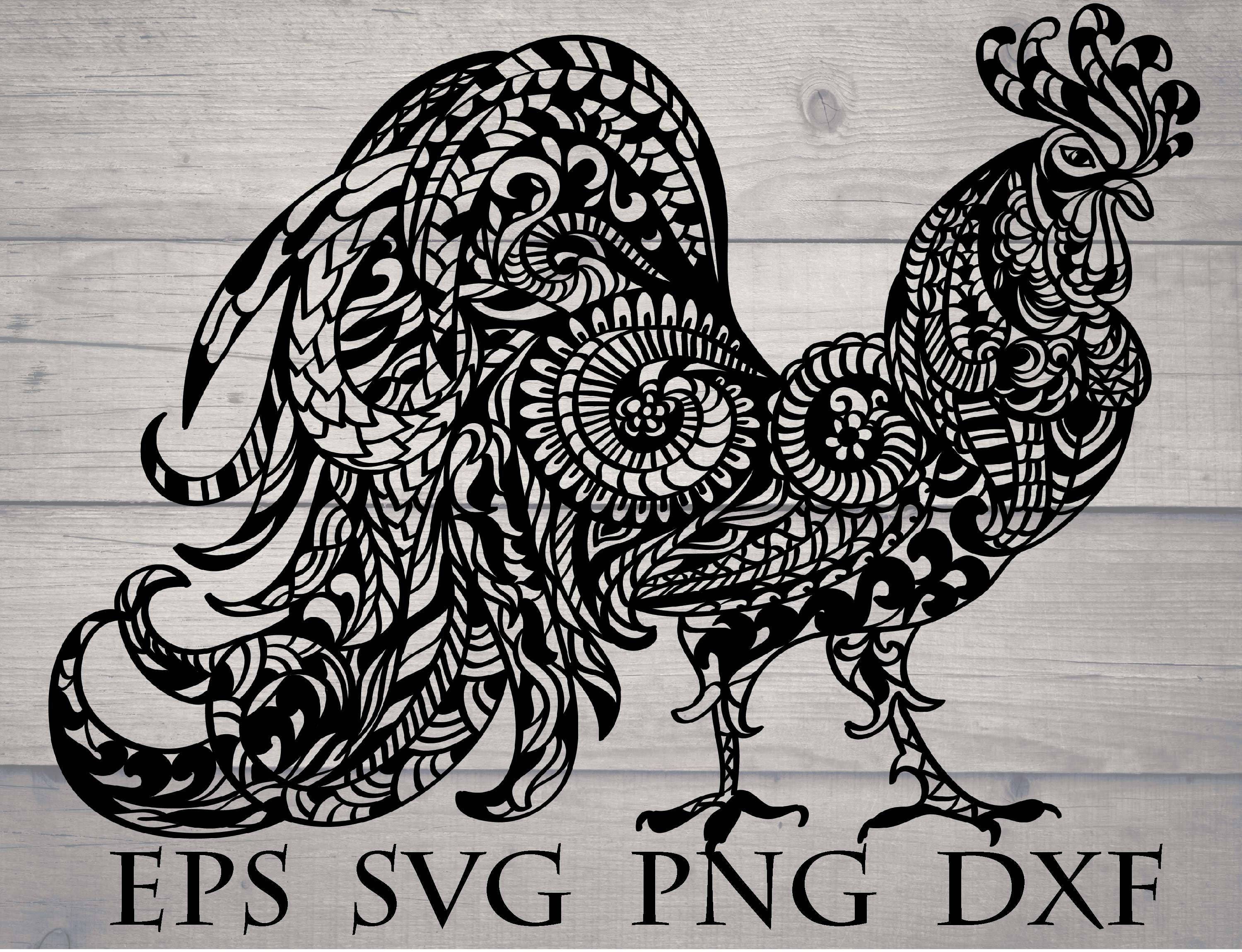 Download Zentangle rooster svg / mandala rooster svg / intricate svg