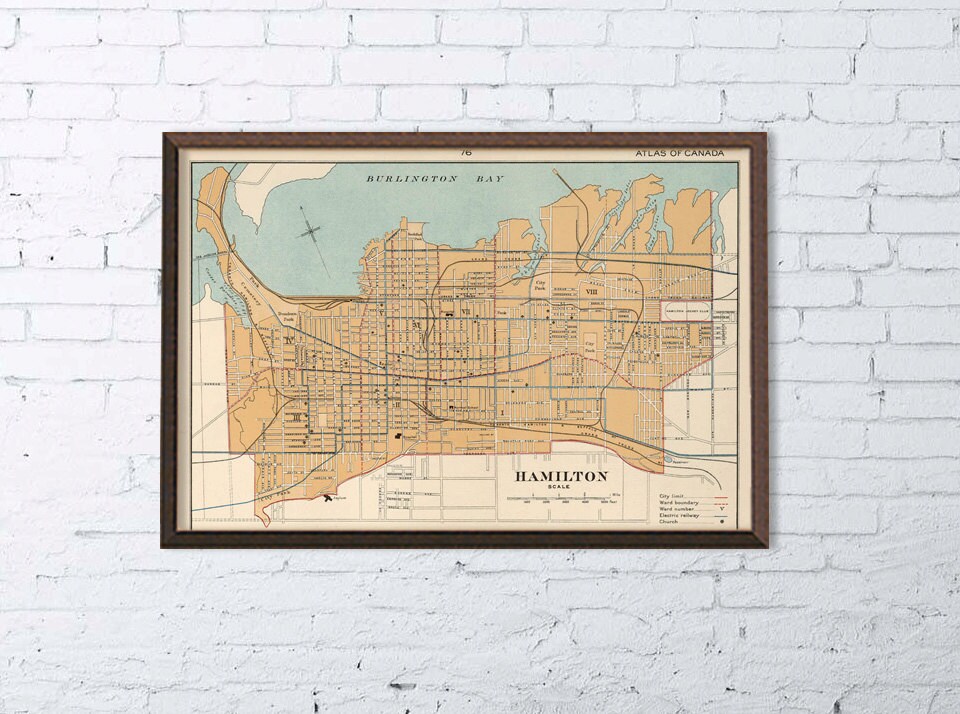 Hamilton map Ontario Giclee print Reproduction of a