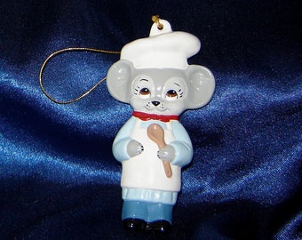 Brown Eyed Mouse Chef Ornament - Chef Ornament - Ceramic Ornaments - Mouse Ornaments - Mice Ornaments - Christmas Ornaments