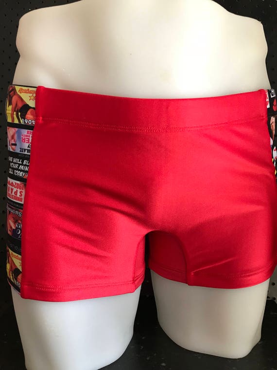 INTRODUCING our Mens euro swim truck brand: ROGUEswim ** RED/CALLGIRL digital print panelled swim short