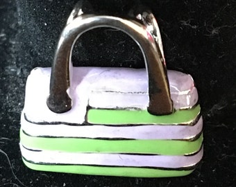 Enameled Sterling Handbag/Purse charm