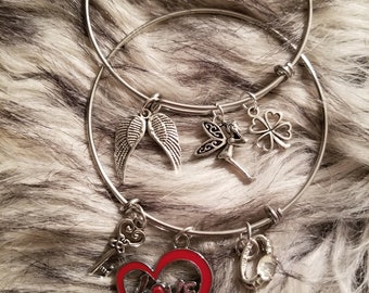 Silver Charm Bangles