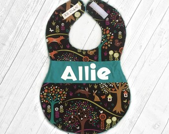 Full Coverage Baby Bib/ Burp Cloth- Michael Miller Norwegian Woods