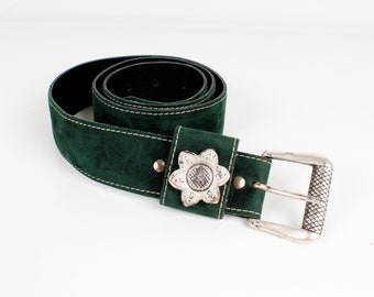 Vintage Suede Leather Belt Dark Green Faux Leather Belt Vintage Romantic Belts