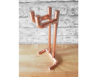 Copper Headphone Stand/Rest/Holder, Headset Hanger/Station, Metal Handmade Industrial Copper Pipe, Modern Audio, Gift for him/her