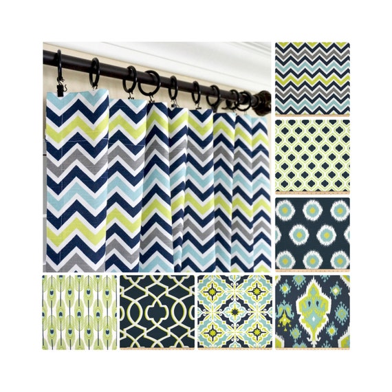 Navy Blue Window Curtains Lime Green Ds Gray