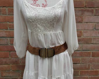 Vintage suede buckle belt brown