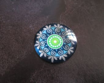 2 rosette and flower pattern 20 mm round glass cabochons
