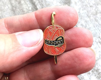 Crochet enamel pin, knitters flair