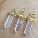 3 Crystal Quartz Gold Bail Pendants/ Charms