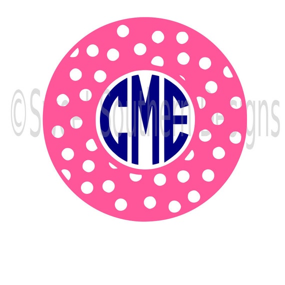 Download Polka dot monogram frame circle SVG DXF instant download