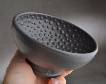 Shaving Bowl Made To Order Black Dottie Shaving Lather Bowl by Symmetrical Pottery