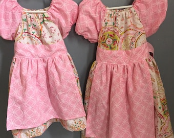 Tea Party Apron Twirl Dress--Sizes 0-3 Months to 12 years---Made to Order