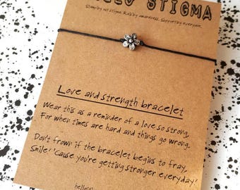 Flower bracelet, Mental health awareness, strength bracelet, depression gift, mental health support, positivity gift, stocking filler,