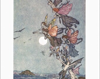 Elves print elf fairy fairies vintage illustration art nouveau print illustration folk tale fairy tale Edmund Dulac 8.5x11.5 inches