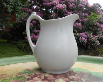 White Ironstone Creamer Small Pitcher Vase Antique English Warranted Royal Ironstone China Mellor, Taylor, and Co Burslem England 1880-1904