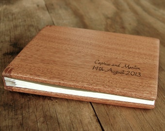 instant photo guest book mahogany wood covers scrapbook instant photo album baby book unique wedding gift anniversary gift - made to order
