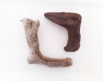 SALE! 2 Driftwood pieces - 90' angle, driftwood sticks, Driftwood sculpture, Driftwood Art, Driftwood Supply, Driftwood Crafts #DW011#