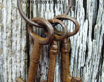 Skeleton Keys/Rustic 4-Inch Iron/Western/Shabby Chic/Jailer's Keys/Red/White/Several Colors