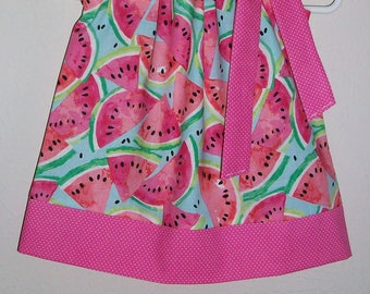 Pillowcase Dress with Watermelon Birthday Party Summer Dress Watermelon Dress Pink Melon Dress with Fruit Watermelon Clothes Fruit Dresses