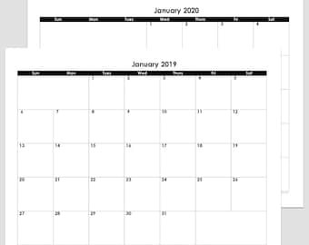2018, 2019, 2020, 2018/2019 or 2019/2020 24-Month Calendar – letter size 8 1/2″ x 11″