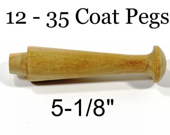 Unfinished COAT PEGS-5-1/2 Inches Long-Choice of 12 - 35 Large Coat Pegs-Wall Pegs-Large Shaker Pegs