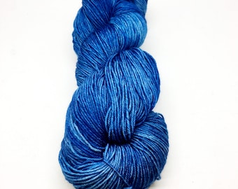 FREE SHIPPING! "Horizon". Hand-dyed to order on yarn base of your choice. Medium tonal royal blue with some lighter and darker sections.
