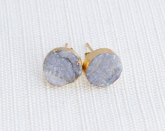 Grey Druzy Earrings , Druse Earrings