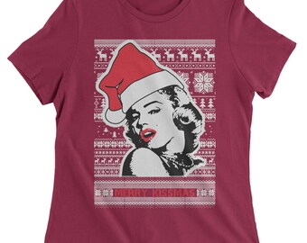 Merry Kissmas Ugly Christmas Womens T-shirt