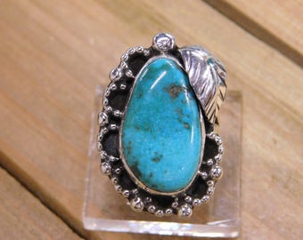 Turquoise Sterling Silver Ring Size 8