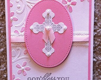 Handmade Exquisite Fancy Luxury Baptism Christening Card Religious Personalized Custom English Spanish