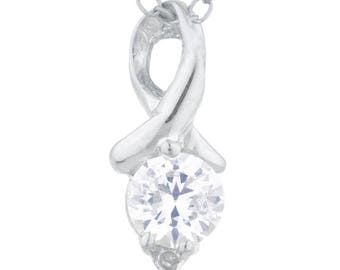 0.50 Ct Zirconia & Diamond Round Design Pendant .925 Sterling Silver