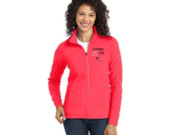 Personalized Stethoscope Full-Zip LADIES Fleece Jacket * Custom Embroidered Nurse Nursing Medical Doctor Womens 7 Colors