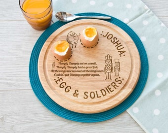 Laser Engraved Wooden Round Humpty Dumpty Egg Board Double Hole
