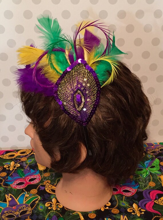 mardi gras feather headband