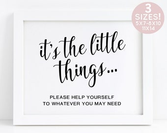 Bathroom Sign Wedding, Ladies Restroom Sign, Bathroom Basket Sign, Its The Little Things, Please Help Yourself Sign, Ladies Bathroom