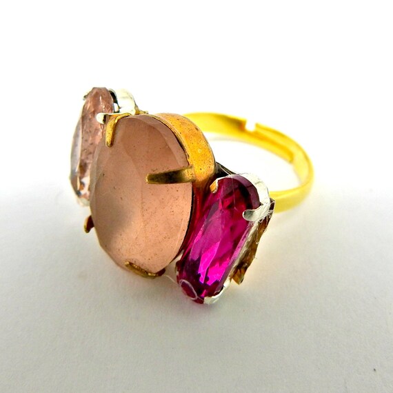 SPRING trends PINK rhinestone RING