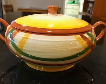 Vintage Metlox VernonWare Homespun 1.75 Qt Round Covered Casserole w/ Lid