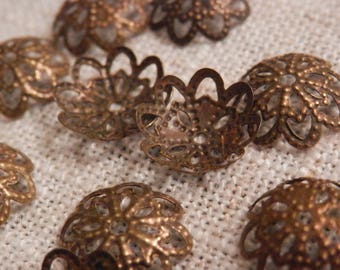 Bronze Beadcaps Filigree Beadcaps Flower Beadcaps Jewelry Supplies DIY Supplies