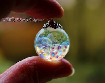 Fairy Necklace, Fairy Bubble Necklace, Fairie Globe, Magical Necklace, Rainbow Orb, Fairy Orb, Gift for Daughter, Sterling Silver Chain