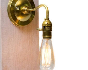 Brass Arm Bare Bulb Edison Paddle Key Socket Wall Sconce