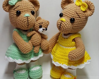 crochet amigurumi pattern (Bear with baby)